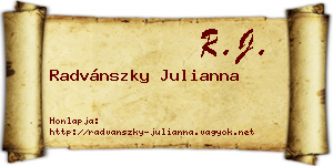 Radvánszky Julianna névjegykártya